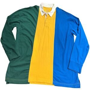 Y2K Arizona Rugby Shirt Polo Colorblock Mens Sz Large Green Yellow Blue Collared